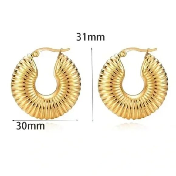 Lightweight cult gaia 14k Gold plated Earrings Elegant Chunky Hoops - Picture 4 of 7